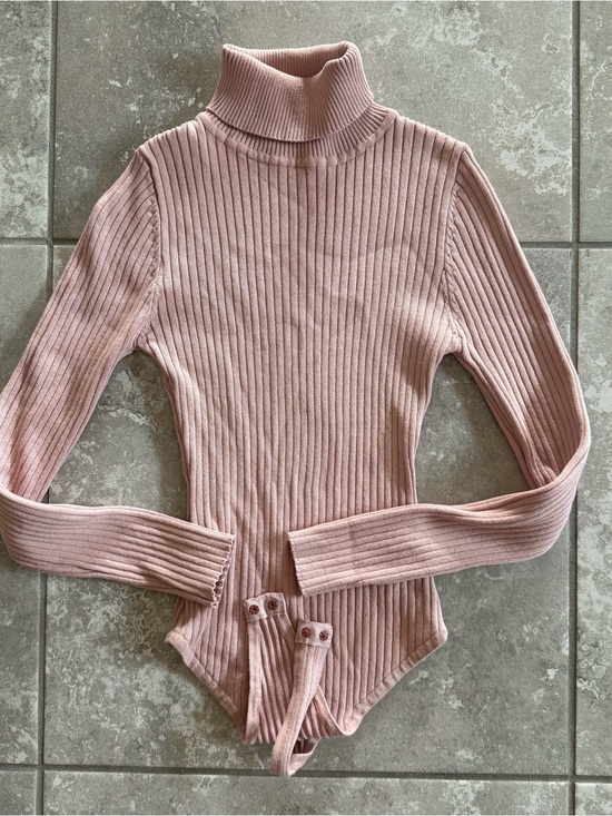 Love Tree Tops - Love Tree Ribbed Turtleneck Bodysuit - Dusty Rose